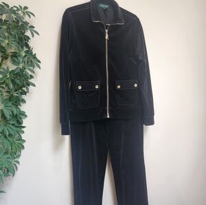 Ralph Lauren Black Bomber Jacket and Pants Classic Design PL